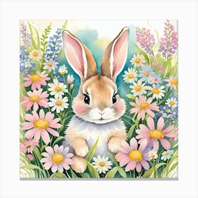 Bunny In The Flowers Artwork for Kids Canvas Print