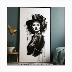 Lady In Black Hat Canvas Print