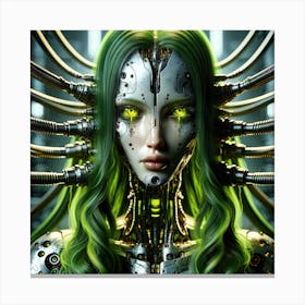 Beautiful Cyborg With Yellow Eyes Canvas Print