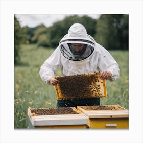 Beekeeper Inspecting Hives 1 Canvas Print