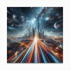 Futuristic City In Space Canvas Print