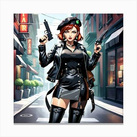 Woman With Guns 1 Canvas Print