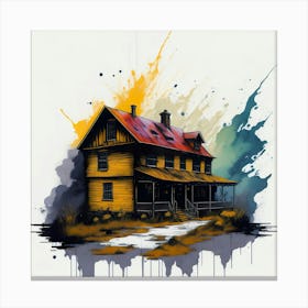 Colored House Ink Painting (133) Canvas Print