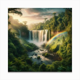 A Rainbow Over A Waterfall Canvas Print