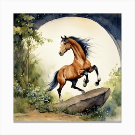 Horse In The Moonlight Canvas Print