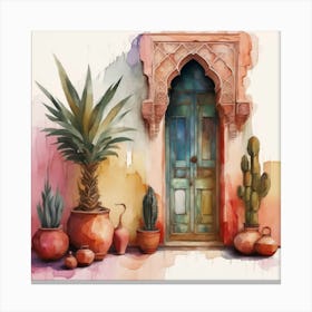 Door To Morocco, Marrakech Wonders, Watercolor Journey Canvas Print