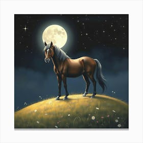 Horse In The Moonlight 19 Canvas Print