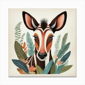 Okapi 3 Folk Style Animal Illustration Art Print 1 Canvas Print