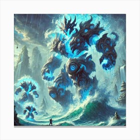 A Scene Showcasing The Water Behemoths Of The Abys Canvas Print