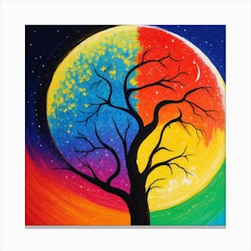 Colour Moon Tree Canvas Print