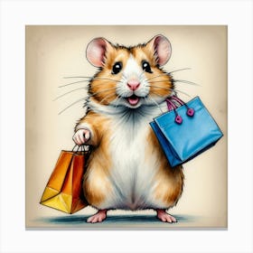 Hamster With Shopping Bags 1 Canvas Print