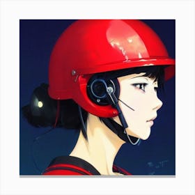 Anime Girl In Red Helmet Canvas Print