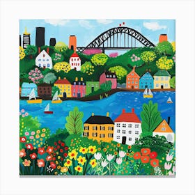 Kids Travel Illustration Sydney 1 Canvas Print