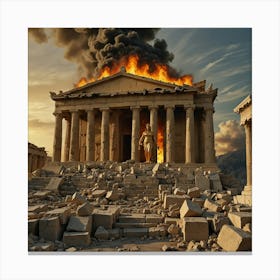 Acropolis In Flames Canvas Print