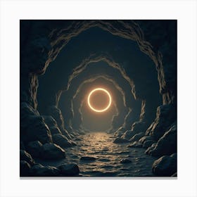 A Glowing Rune Circle In The Middle Of A Dark Cave 1 Canvas Print