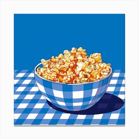 Popcorn In A Bowl Blue Checkerboard Canvas Print