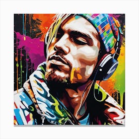 Man In Headphones Canvas Print