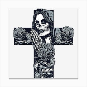 Last Minute Halloween Skeleton Cross Day Of The Dead Canvas Print