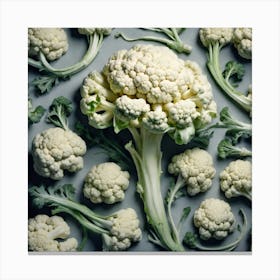 Cauliflowers On A Grey Background Canvas Print