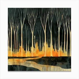 Fire In The Forest Canvas Print