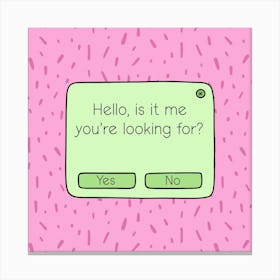 Hello Is It Me You're Looking For? Canvas Print