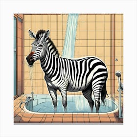 bathing zebra bathroom art print Canvas Print