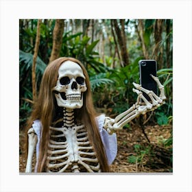 Skeleton Taking Selfie Canvas Print