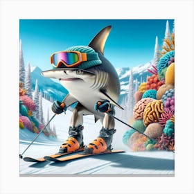 Skiing shark Canvas Print