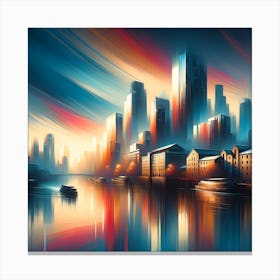 Cityscape At Sunset Canvas Print