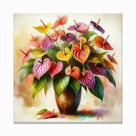 Vibrant Anthuriums Flowers Canvas Print
