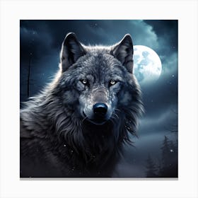 Wolf At Night Canvas Print