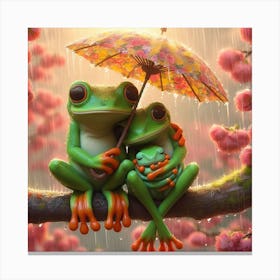 Frogs In The Rain Canvas Print
