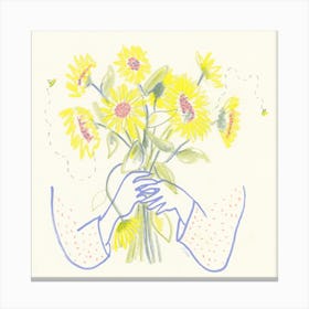 I Got You Sunflowers Square Canvas Print