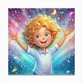 Happy Boy With Confetti Canvas Print