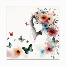 Girl With Butterflies III Canvas Print