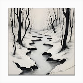 Stream In The Snow Canvas Print