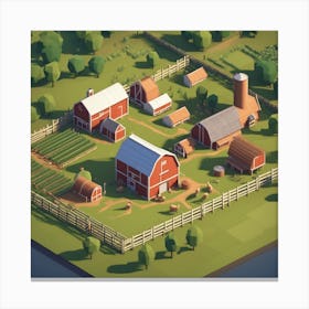 Isometric Farm Canvas Print