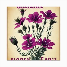 Flax3 Floral Botanical Vintage Poster Flower Art Print Floral Esot Canvas Print