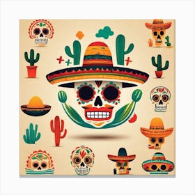 Day Of The Dead Skulls 12 Canvas Print