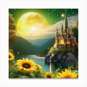 Castle And Sunflowers Canvas Print