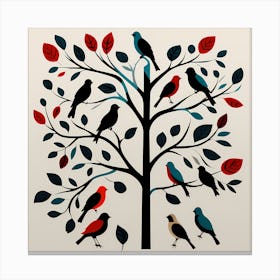 African Adinkra Symbols, Bird On a Branch, folk art, 124 Canvas Print
