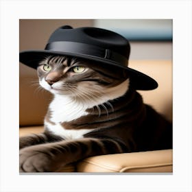 Cat In A Hat Canvas Print