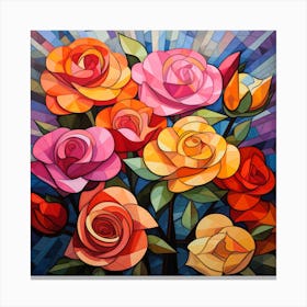 Stained Glass Roses 6 Canvas Print