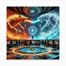 A Sci Fi Themed Restaurant Featuring Holographic Performances Canvas Print