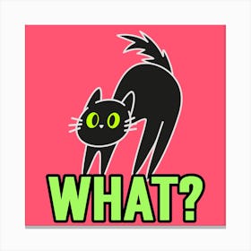 What? - Twitch Emote Creator Featuring A Kawaii Cat Illustration - cat, cats, kitty, kitten, cute, funny Canvas Print