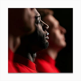 Group Of Men In Red Shirts Canvas Print