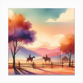 Horses In The Countryside Canvas Print