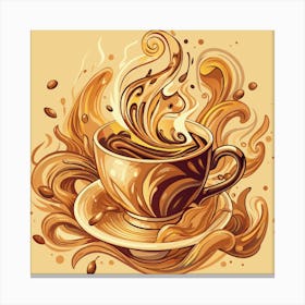 Coffee Cup Ink Painting Canvas Print