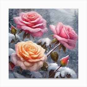 Snow Roses Canvas Print