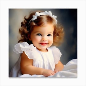 Little Girl In White Dress Canvas Print